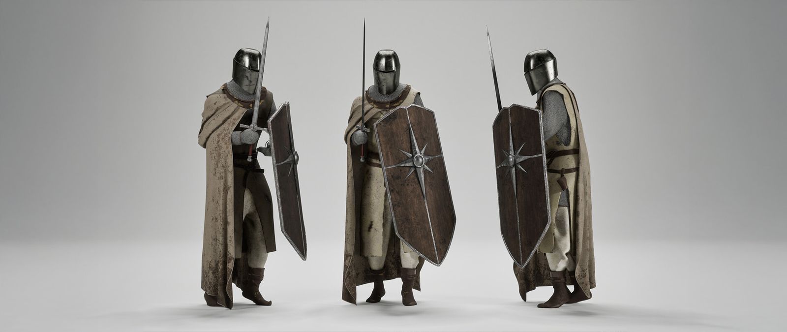 Knight character turnaround, studio render