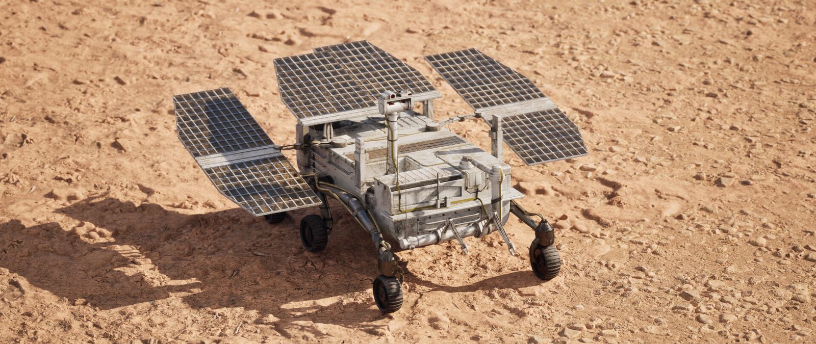 Solar-panel rover on sand